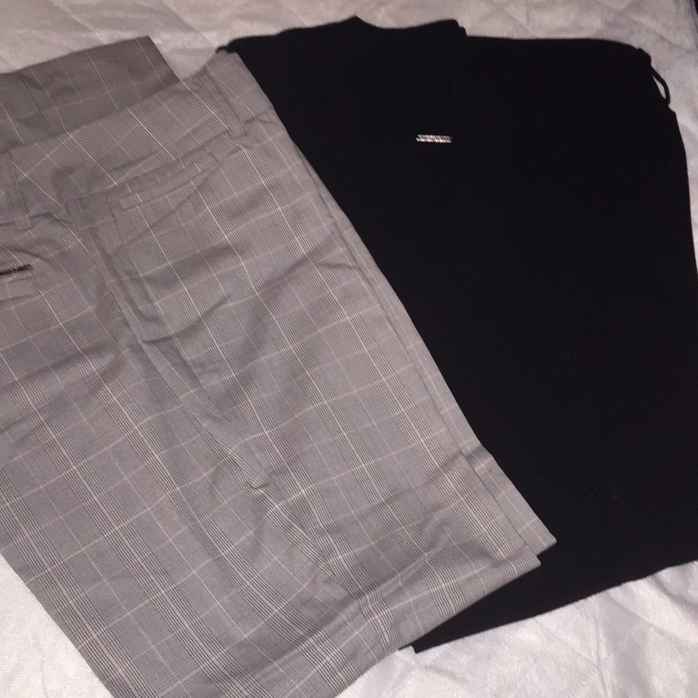 NYCO EUC 2pair pants 4 petite black & gray stripe